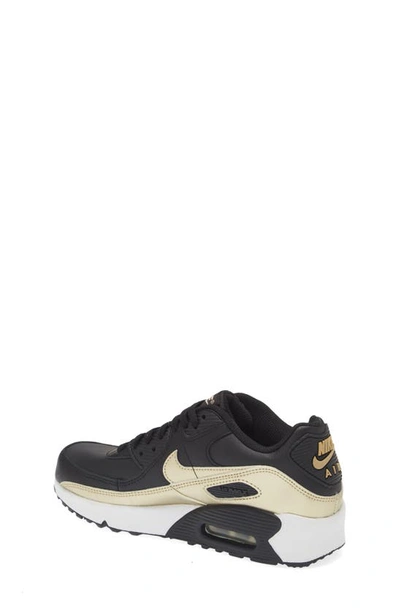 Shop Nike Kids' Air Max 90 Sneaker In Black/ Gold/ Black/ White