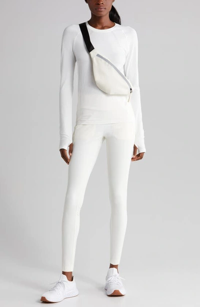 Shop Zella Seamless Long Sleeve Top In Ivory Egret