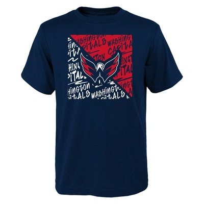 Shop Outerstuff Youth Navy Washington Capitals Divide T-shirt