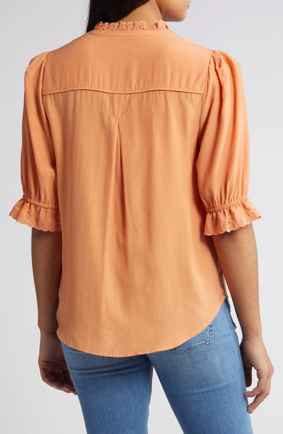 Shop Wit & Wisdom Eyelet Accent Top In Autumn Sunset