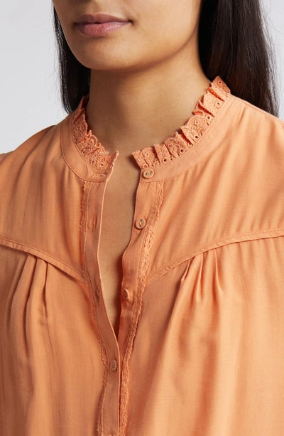 Shop Wit & Wisdom Eyelet Accent Top In Autumn Sunset