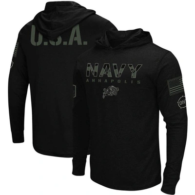 Shop Colosseum Black Navy Midshipmen Oht Military Appreciation Hoodie Long Sleeve T-shirt