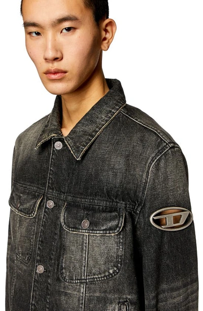 Diesel Logo-plaque Denim Jacket In Black