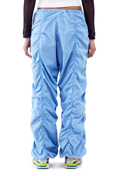 Shop Iets Frans Ruched Low Rise Cotton Poplin Pants In Blue