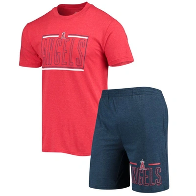 Shop Concepts Sport Navy/red Los Angeles Angels Meter T-shirt And Shorts Sleep Set