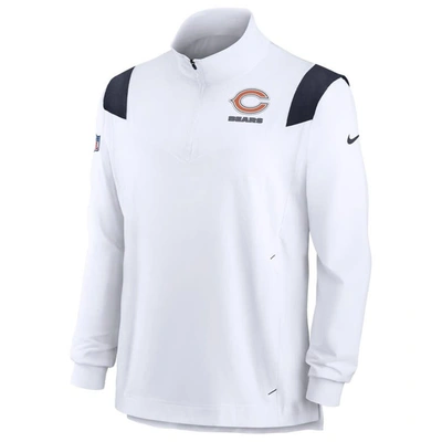 Shop Nike White Chicago Bears Sideline Coach Chevron Lockup Quarter-zip Long Sleeve Top