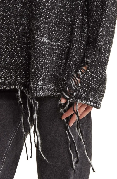 Shop Bdg Urban Outfitters Mélange Ladder Stitch Mock Neck Sweater In Black
