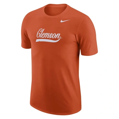 Shop Nike Orange Clemson Tigers Distressed Print Cotton Vault T-shirt