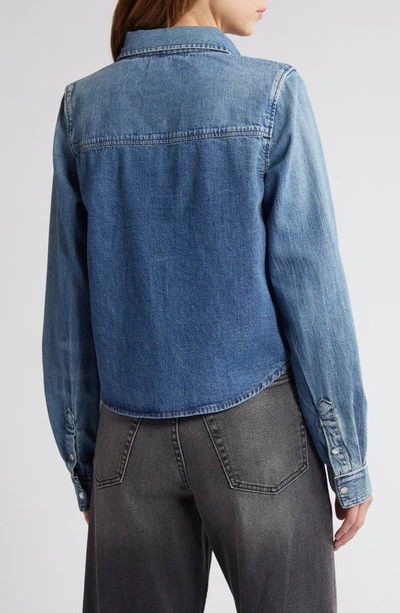 Shop Re/done Slim Fit Denim Snap-up Shirt In Worn Down