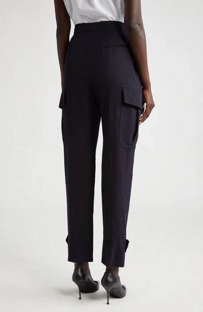 Shop Alexander Mcqueen Wool Blend Military Trousers In Navy
