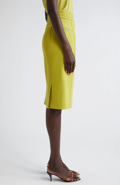 Shop St John Tailored Wool Blend Skirt In Chartreuse