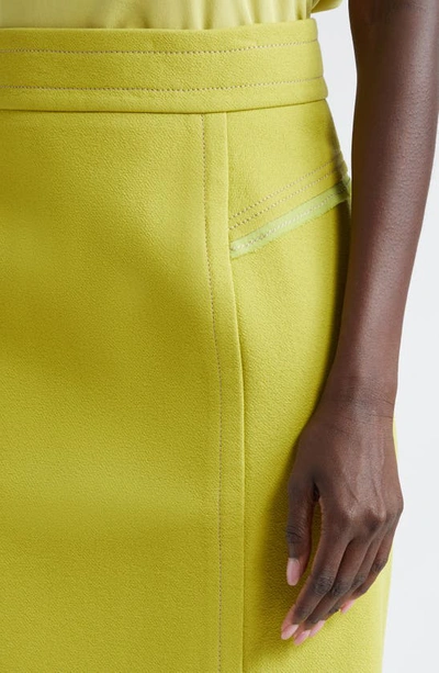 Shop St John Tailored Wool Blend Skirt In Chartreuse