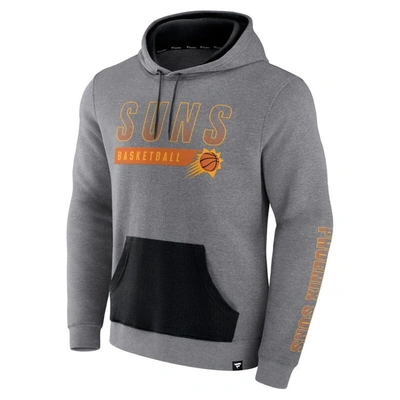 Fanatics Branded Heathered Gray Phoenix Suns Off The Bench Color Block Pullover Hoodie In Heather Gray