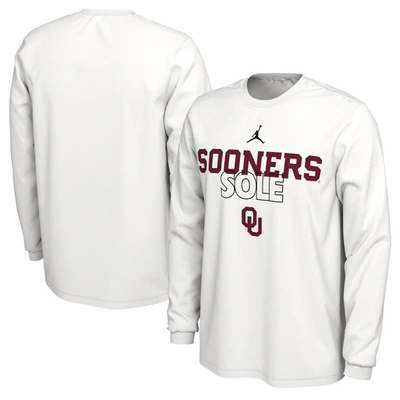 Shop Jordan Brand White Oklahoma Sooners 2023 On Court Bench Long Sleeve T-shirt