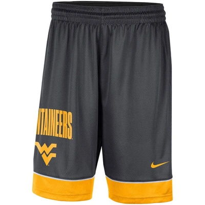 Shop Nike Charcoal/gold West Virginia Mountaineers Fast Break Shorts