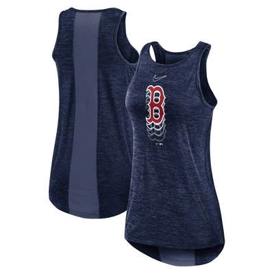 Shop Nike Navy Boston Red Sox Logo Fade High Neck Performance Tank Top