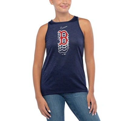 Shop Nike Navy Boston Red Sox Logo Fade High Neck Performance Tank Top