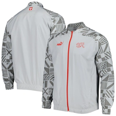 Shop Puma Gray Switzerland National Team Pre-match Raglan Full-zip Training Jacket