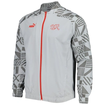 Shop Puma Gray Switzerland National Team Pre-match Raglan Full-zip Training Jacket
