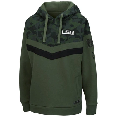 Shop Colosseum Olive/camo Lsu Tigers Oht Military Appreciation Extraction Chevron Pullover Hoodie