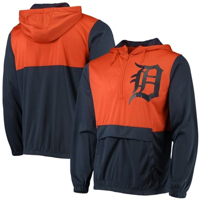 Shop Stitches Navy/orange Detroit Tigers Anorak Hoodie Half-zip Jacket