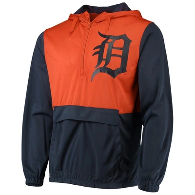 Shop Stitches Navy/orange Detroit Tigers Anorak Hoodie Half-zip Jacket