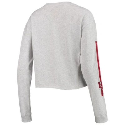 Shop League Collegiate Wear Heathered Gray Wisconsin Badgers Clothesline Cotton Midi Crop Long Sleeve T-s In Heather Gray