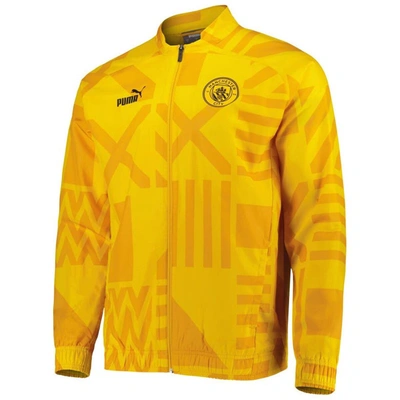 Shop Puma Yellow Manchester City Pre-match Raglan Full-zip Training Jacket
