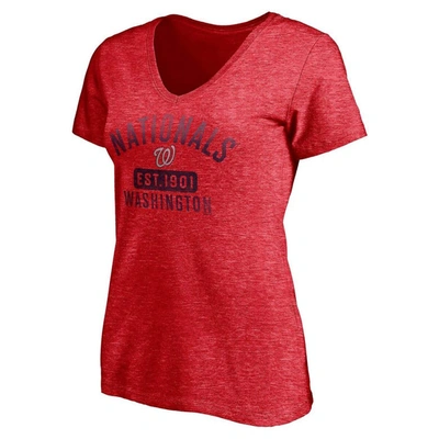 Shop Fanatics Branded Heathered Red Washington Nationals Old Time Favorite V-neck T-shirt In Heather Red
