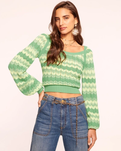 Shop Ramy Brook Briar Cropped Sweater In Green Twist