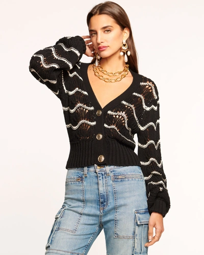 Shop Ramy Brook Daniella Cardigan Sweater In Black Wave