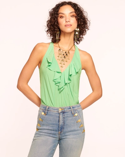 Shop Ramy Brook Nellie Ruffle Tank Top In Mineral Green