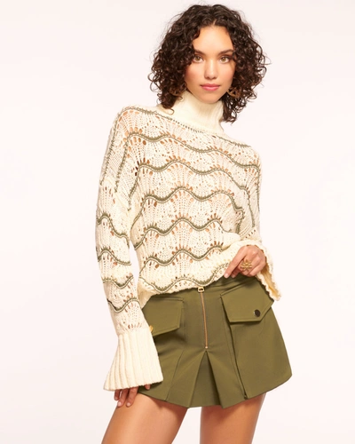 Shop Ramy Brook Skye Turtleneck Sweater In Ivory Wave