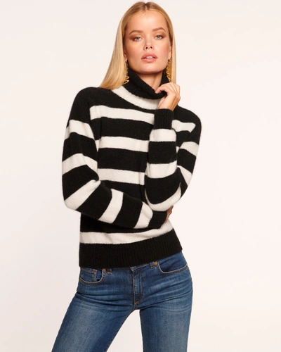Shop Ramy Brook Hayda Striped Turtleneck Sweater In Black Stripe