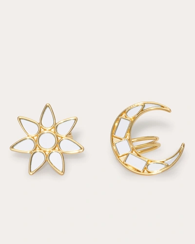 Shop Ramy Brook Lunar Mirrored Ring Set In Gold