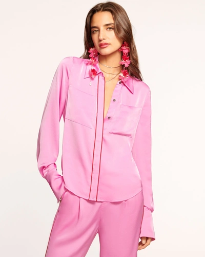 Shop Ramy Brook Aliza Button Down Shirt In Pink Orchid