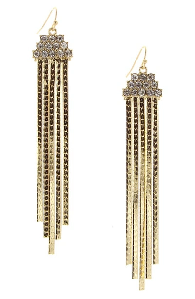 Shop Olivia Welles Pazia Crystal Fringe Drop Earrings In Gold / Crystal