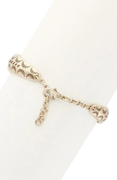 Olivia Welles Crystal Crescent Cutout Bracelet In Burnished Gold / Grey