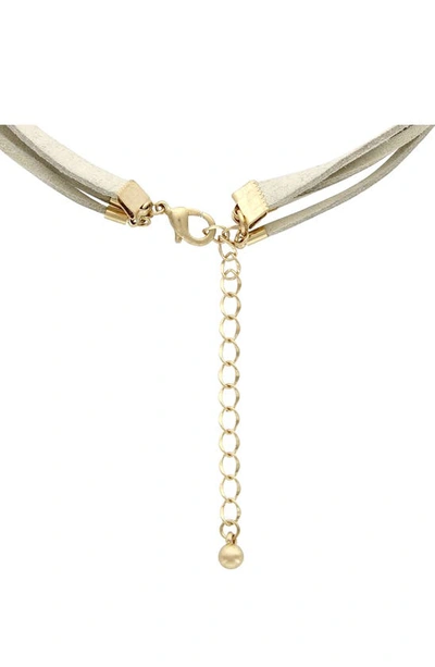 Shop Olivia Welles Faux Suede Layered Choker Necklace In Gold