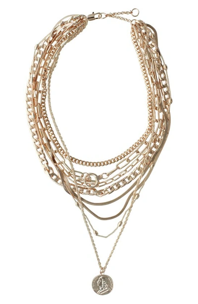 Shop Olivia Welles Lindsay Layered Necklace In Rose Gold