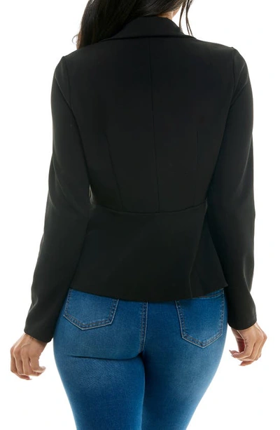 Nina Leonard Notch Lapel Peplum Blazer In Black