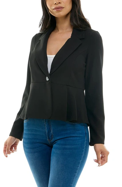 Nina Leonard Notch Lapel Peplum Blazer In Black
