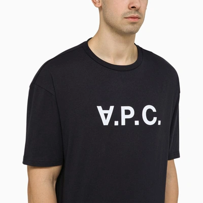 Shop Apc A.p.c. Logoed Navy Crewneck T-shirt In Blue