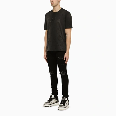 Shop Amiri Faded Crewneck T-shirt With Perforated Details In Black