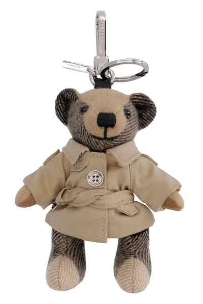 Shop Burberry Thomas Trench-coat Teddy Bear Key-ring In Beige