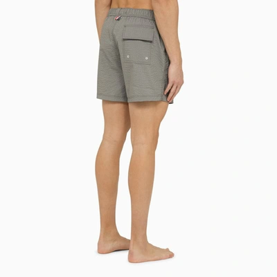 Shop Thom Browne Med Striped Swim Shorts In Grey