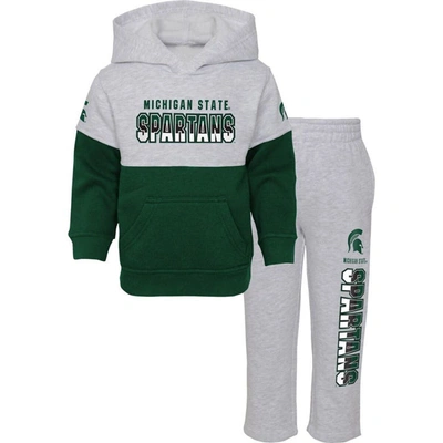 Shop Outerstuff Toddler Heather Gray/green Michigan State Spartans Playmaker Pullover Hoodie & Pants Set