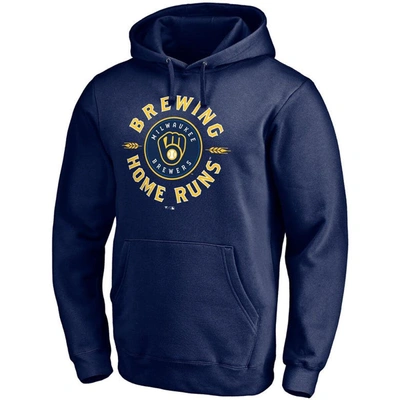 Shop Fanatics Branded Navy Milwaukee Brewers Brewing Up Team Fitted Pullover Hoodie