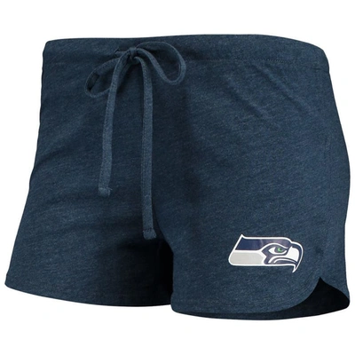 Shop Concepts Sport College Navy Seattle Seahawks Meter Knit Long Sleeve Raglan Top & Shorts Sleep Set