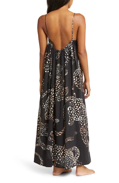 Desmond & Dempsey Print Square Neck Cotton Nightgown In Jag Navy